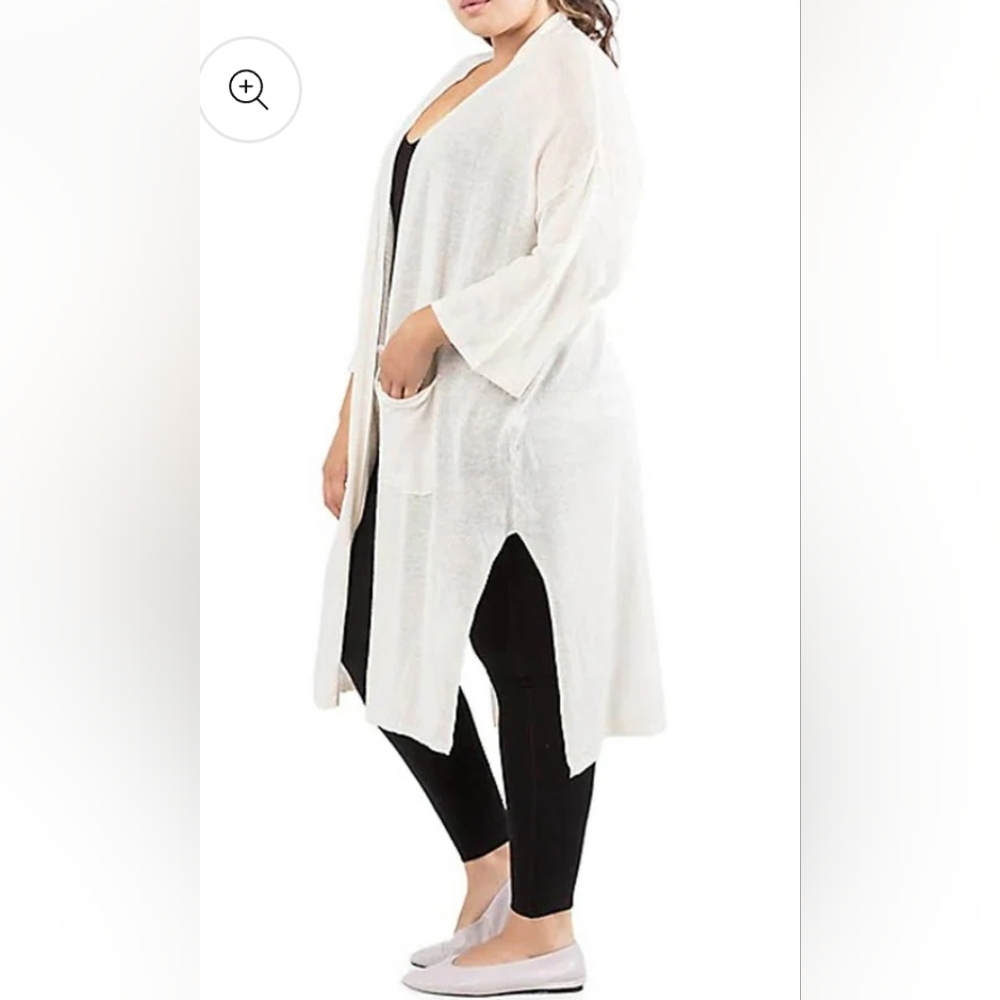 77. NWT - Dex Open Front Side Slit Long Cardigan with Pockets - Picture 3 of 11
